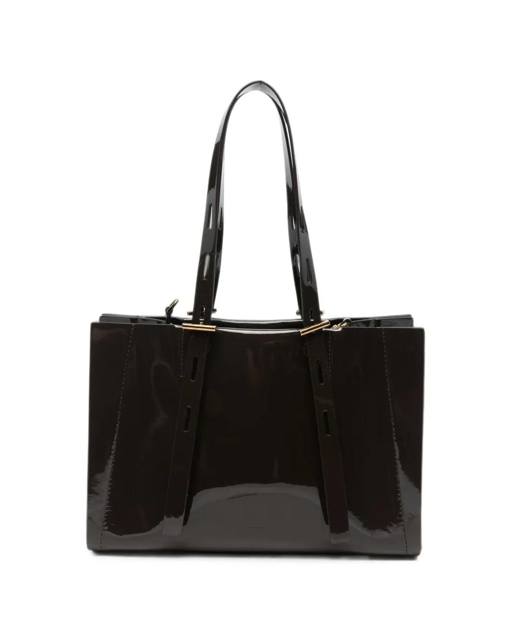 MINOBOSSI Black Paula Patent-Finish Tote Bag