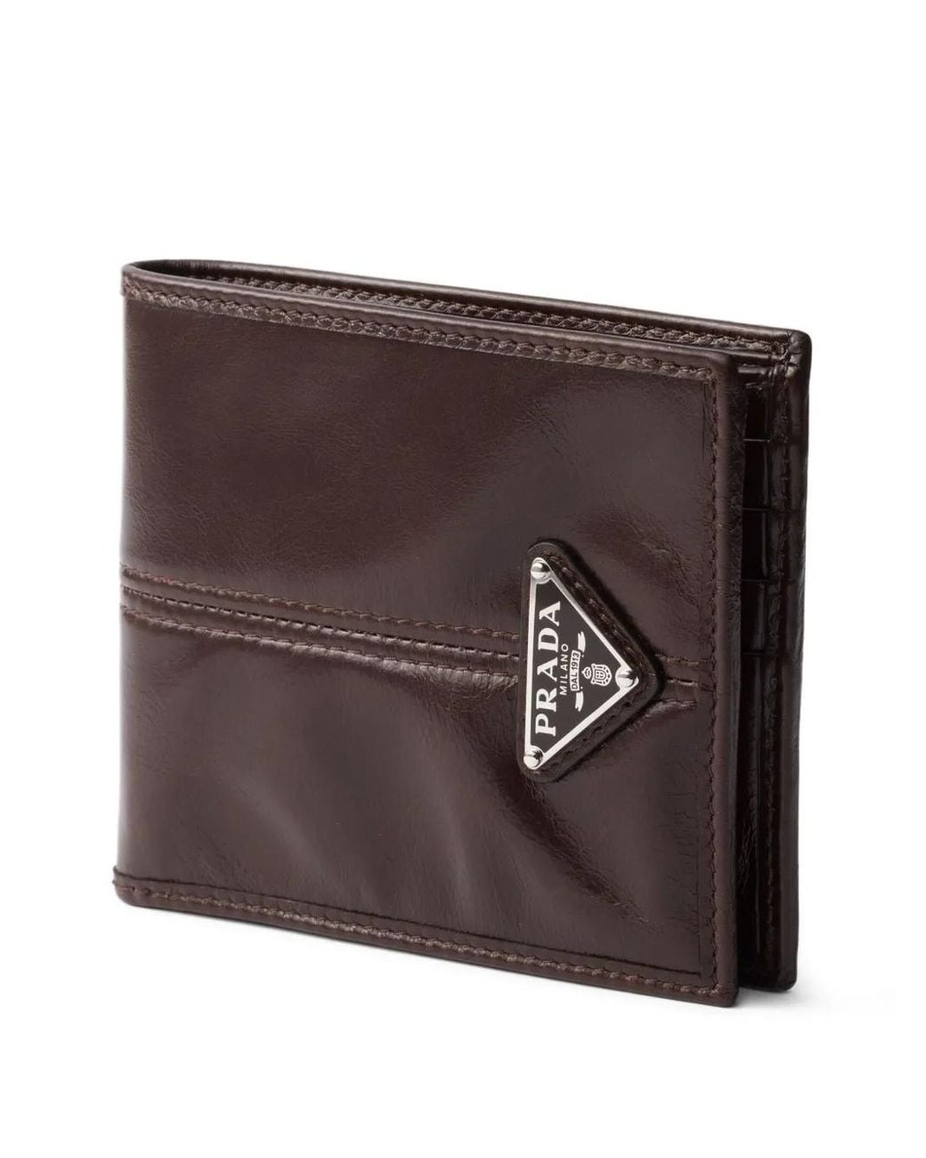 Prada Brown Leather Bifold Wallet for men