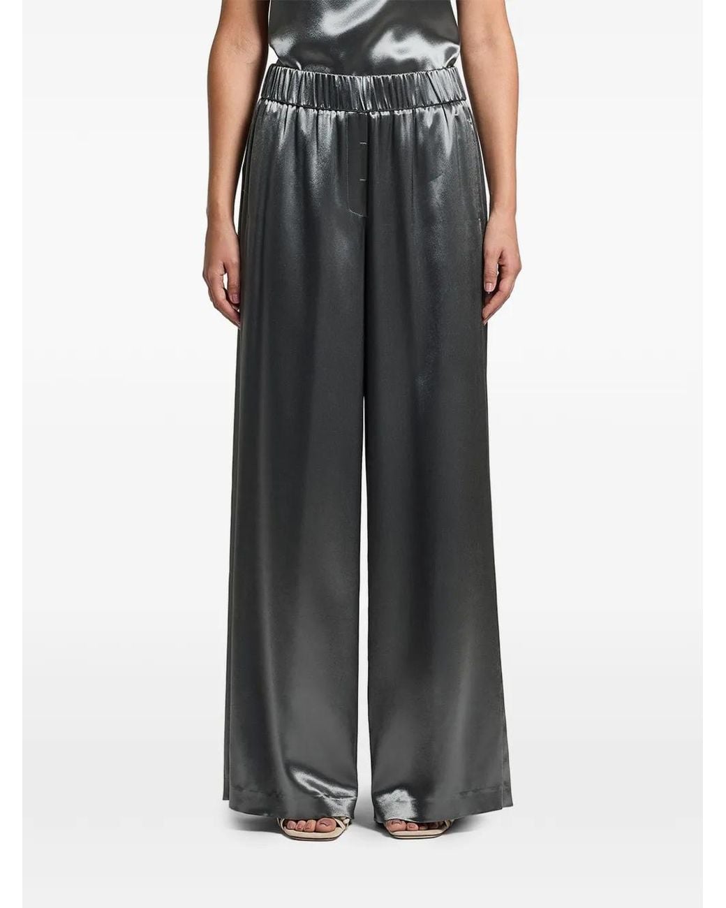 Peserico Black Fluid Satin Trousers