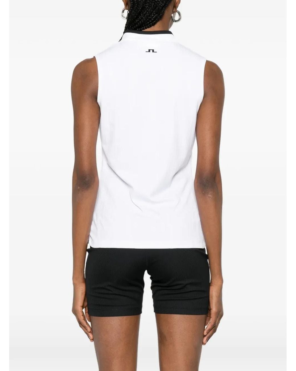 J.Lindeberg White Mila V-Neck Logo Top