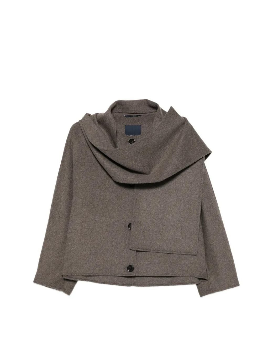 Max Mara Brown Scarf-Detail Button-Up Jacket