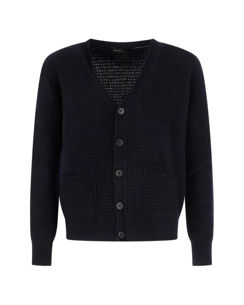 AROVESCIO Blue Waffle-Knit Button-Up Cardigan for men