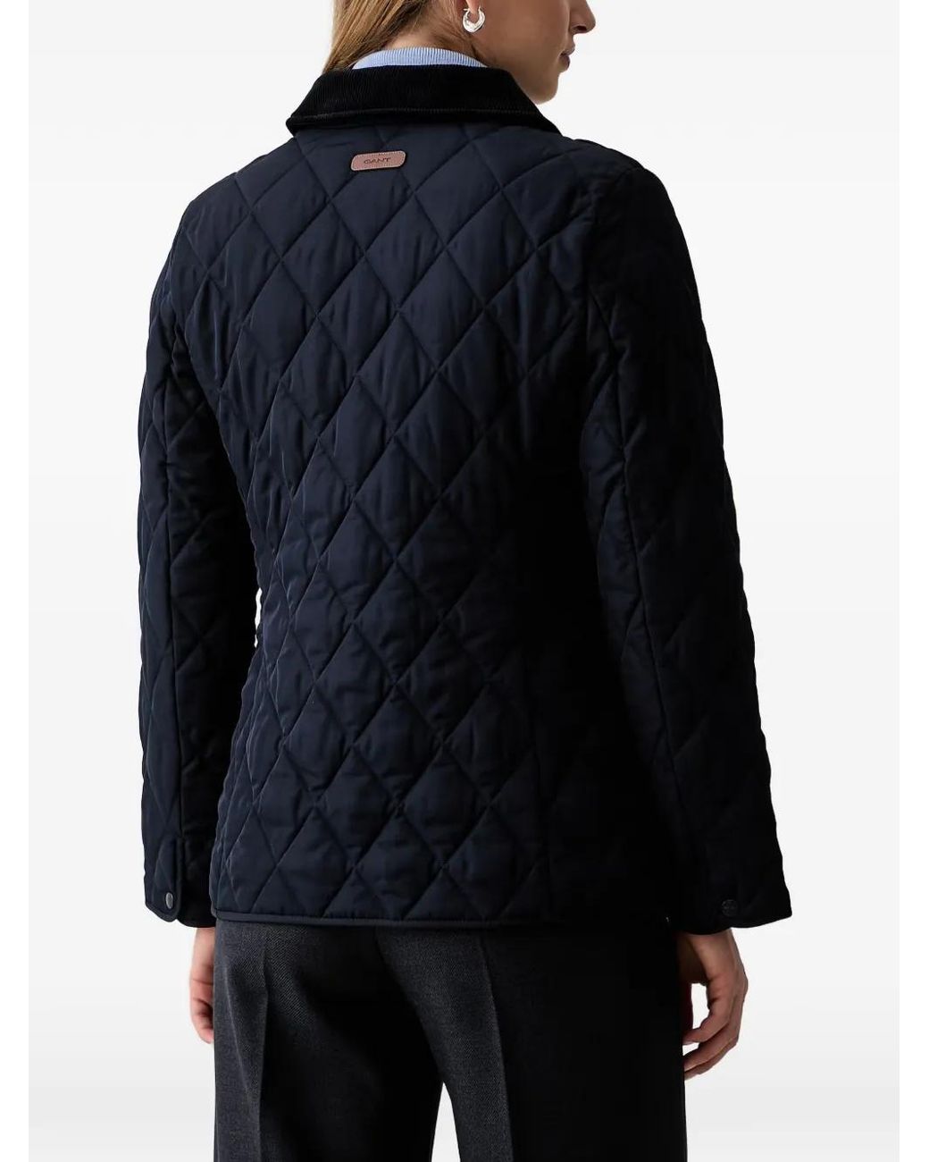 Gant Black Quilted Corduroy-Collar Jacket