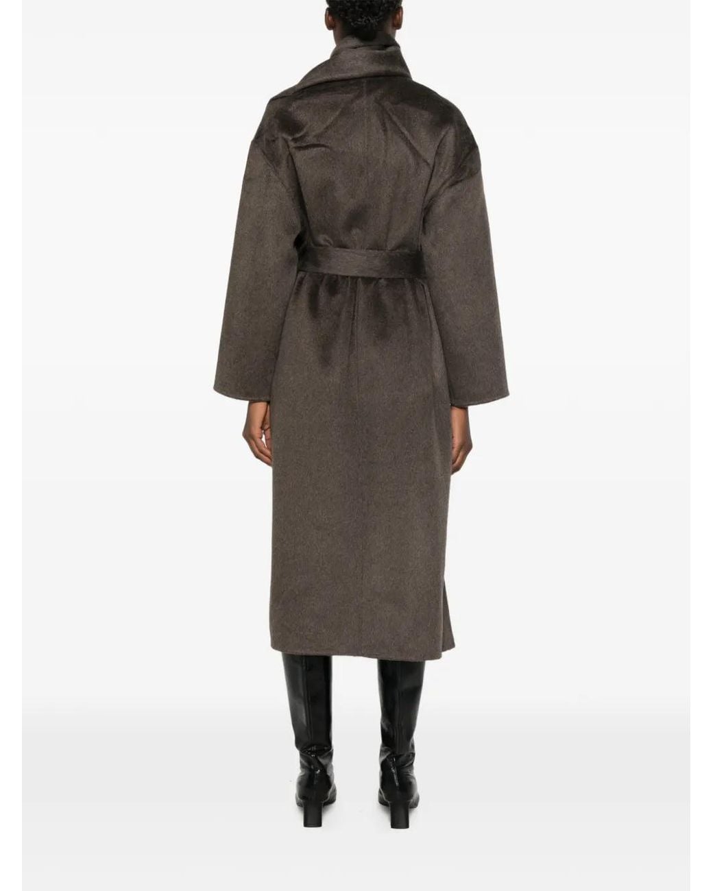 The Dynamis Studio Brown Scarf-Detail Belted Coat
