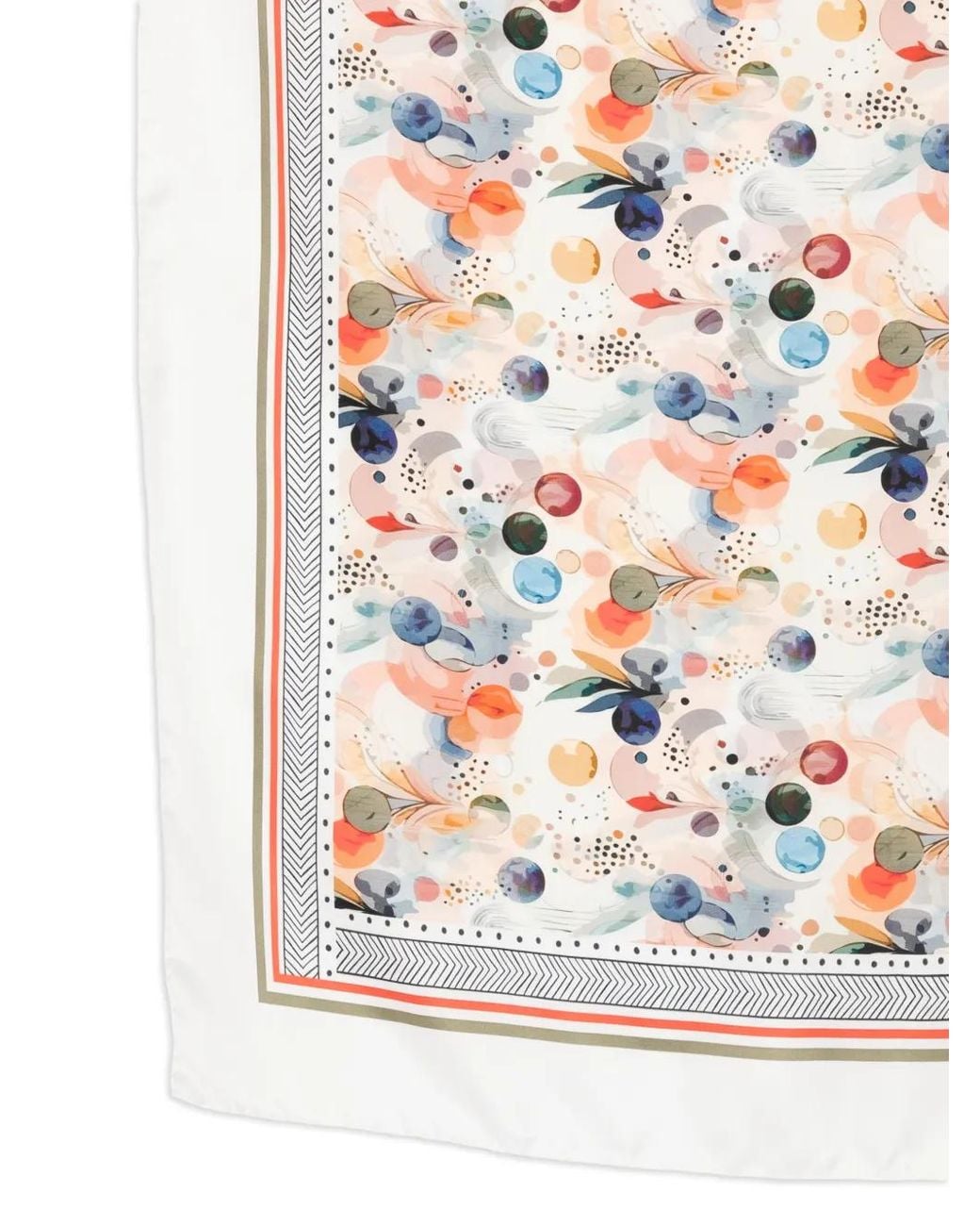 D'Aniello White Patterned Border Scarf