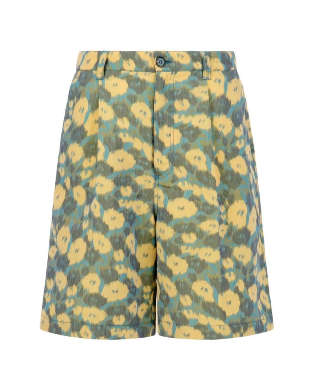 Marni Green Floral Pleated Shorts for men