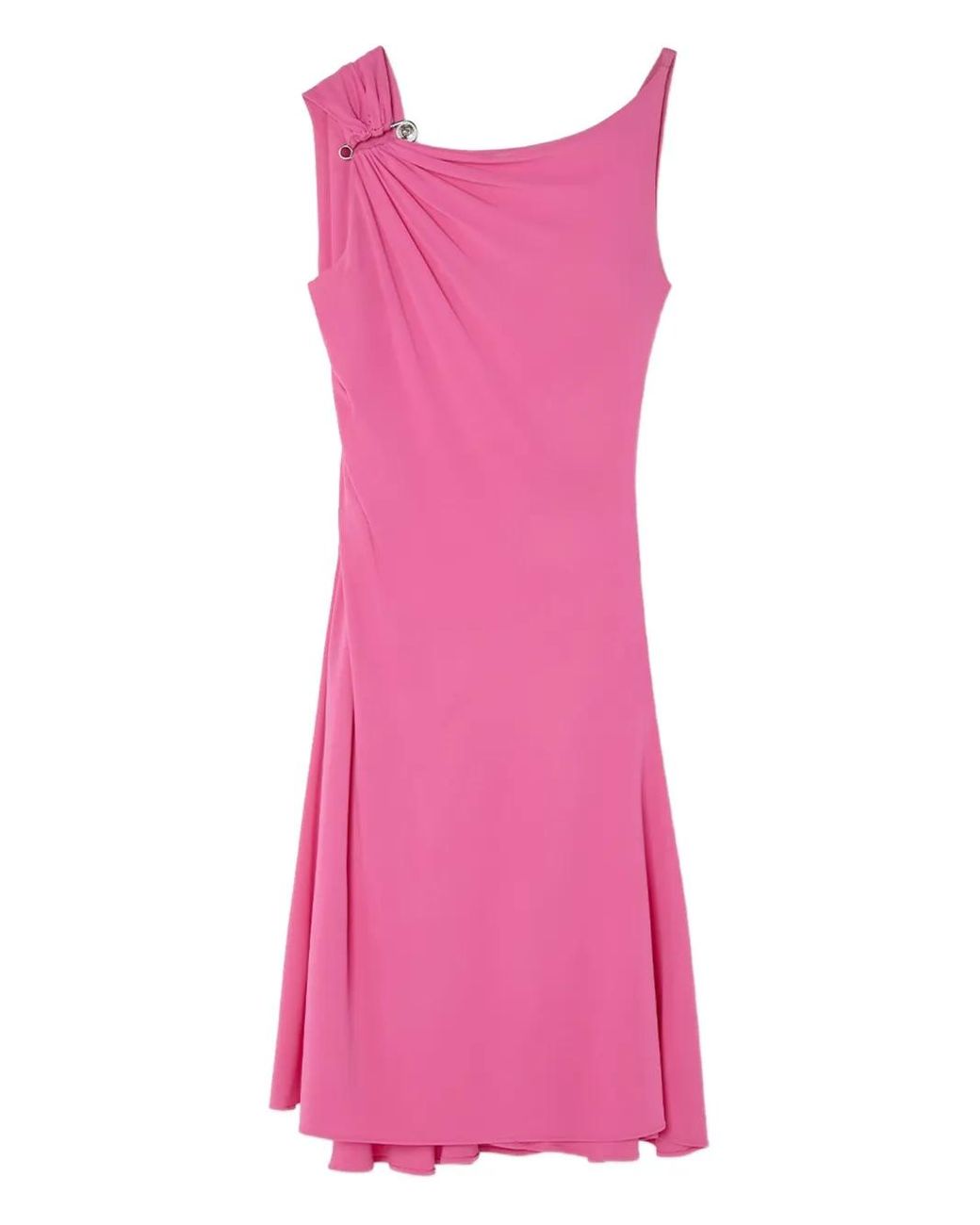Versace Pink Safety Pin Draped Flared Mini Dress