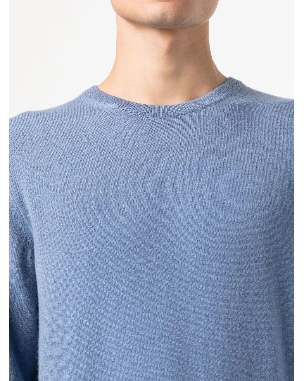 Zegna Blue Ribbed-Knit Crew Neck Sweater for men