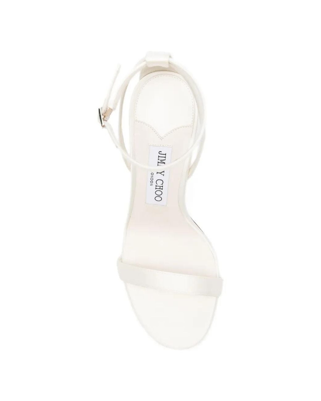 Jimmy Choo White Moza Crystal-Buckle Ankle-Strap Sandals