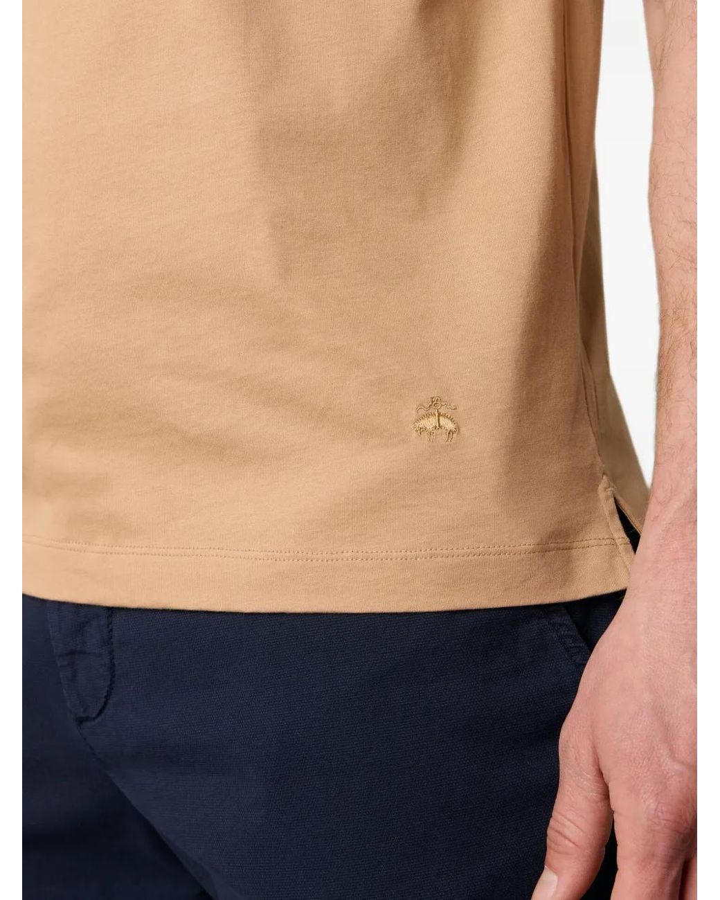 Brooks Brothers Natural Logo-Embroidered Cotton T-Shirt for men