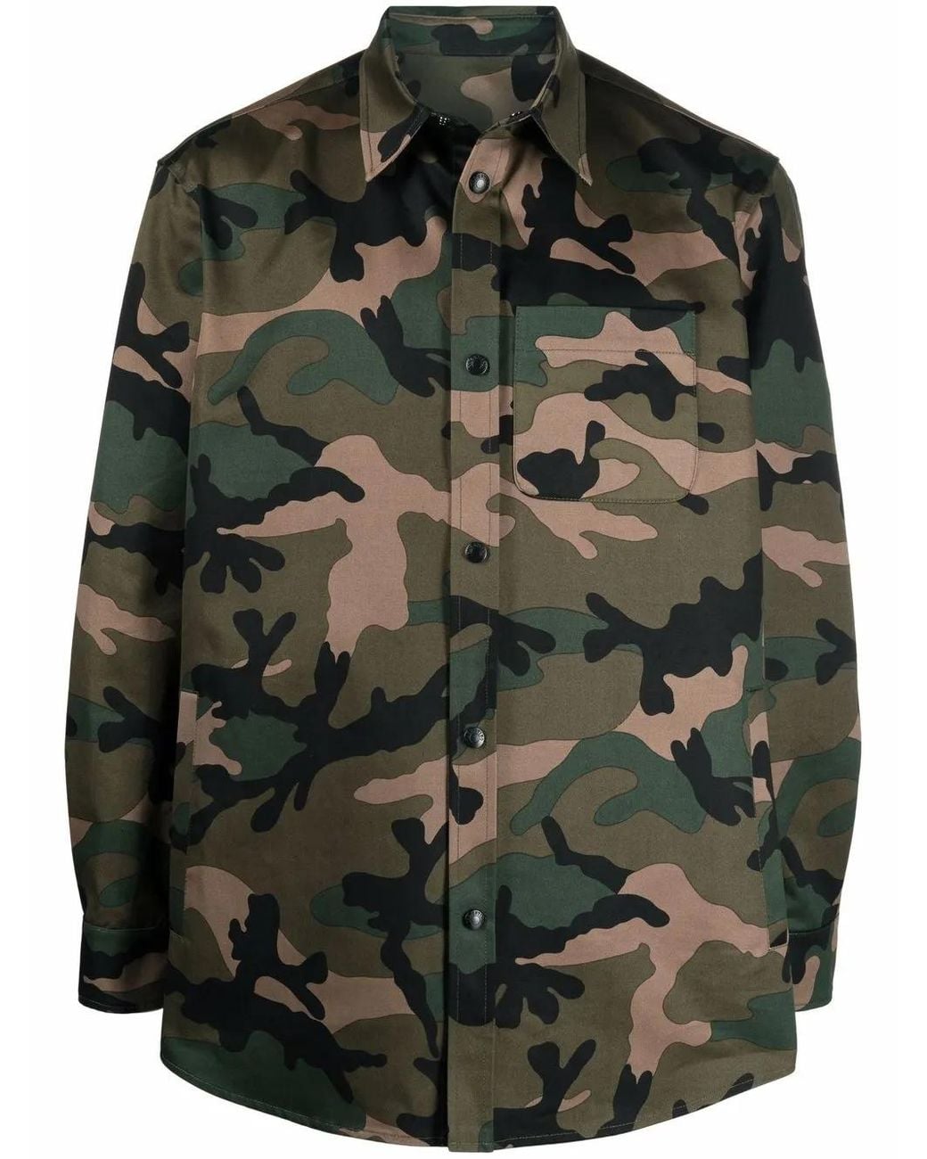 Valentino Garavani Green Shirt With Camouflage Pattern for men