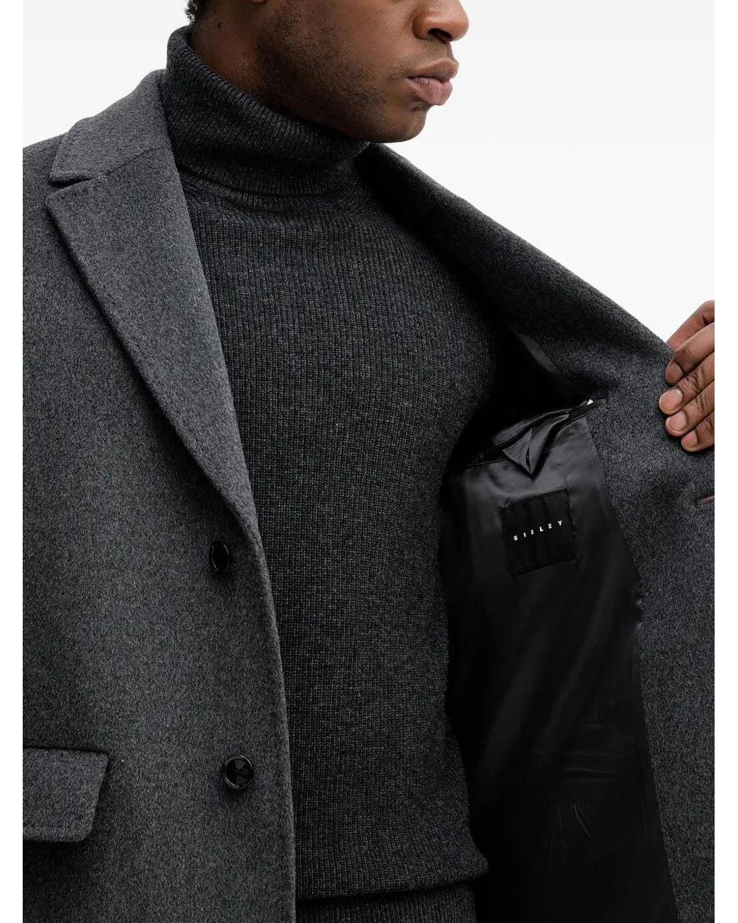 Sisley Gray Single-Breasted Coat for men