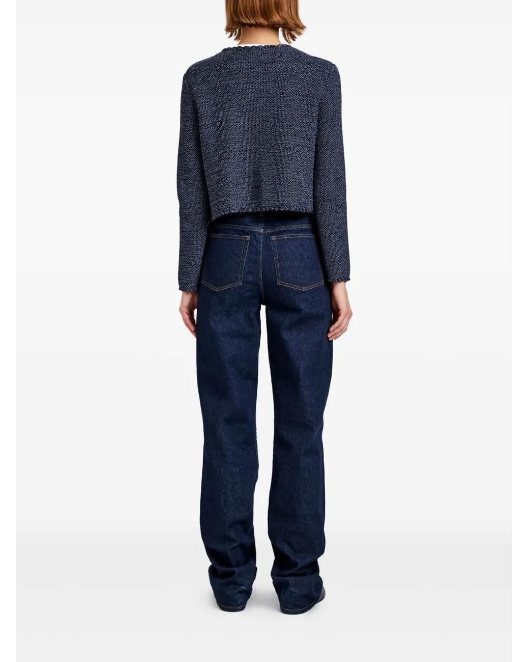 Proenza Schouler Blue Scallop-Hem Cropped Jacket