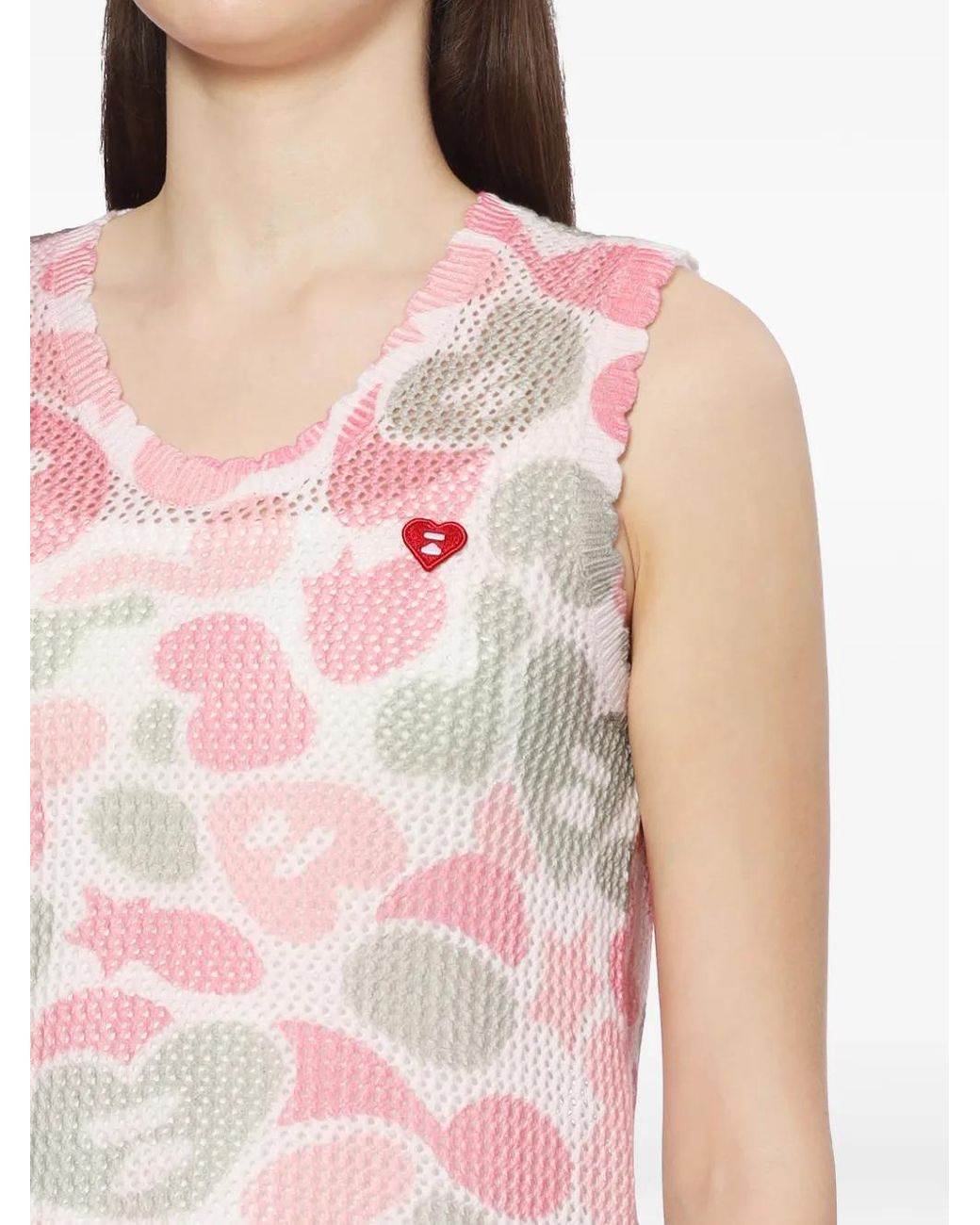 AAPE BY A BATHING AP Pink Logo-Appliqué Camouflage-Print Tank Top