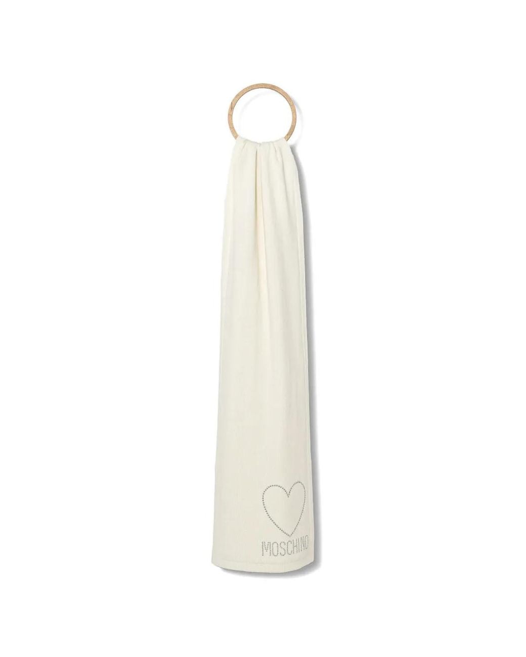 Moschino White Heart-Embellishment Scarf
