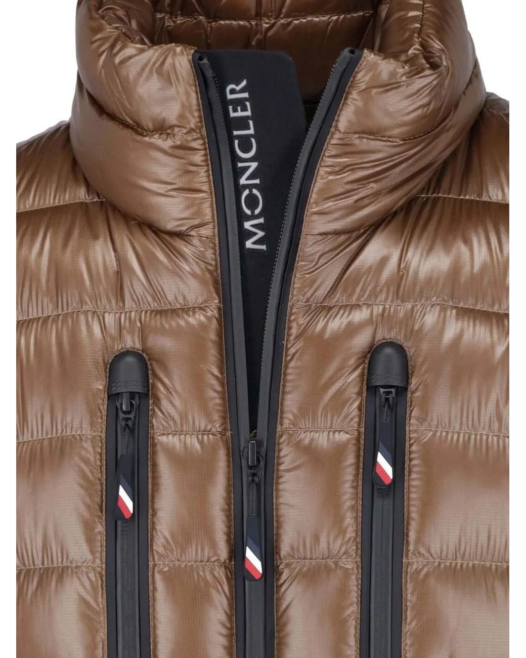 Moncler Brown Quilted High-Neck Jacket for men