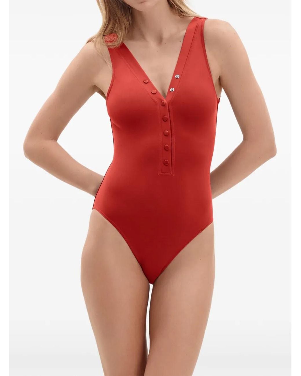 Eres Red Icône Button-Down Swimsuit