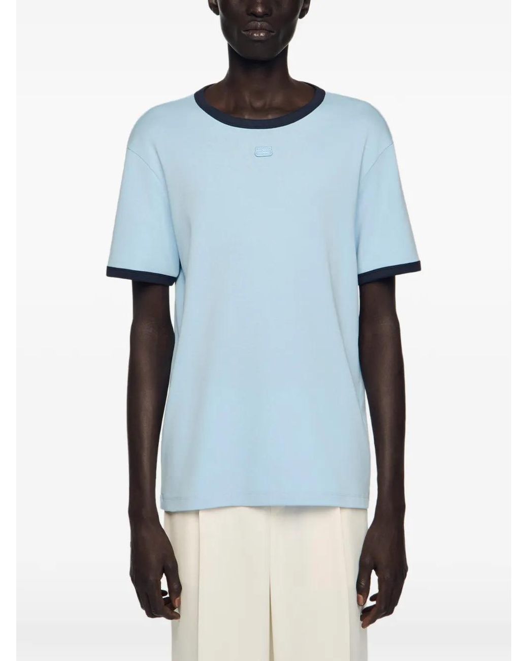 Sandro Blue Two-Tone Patch T-Shirt for men