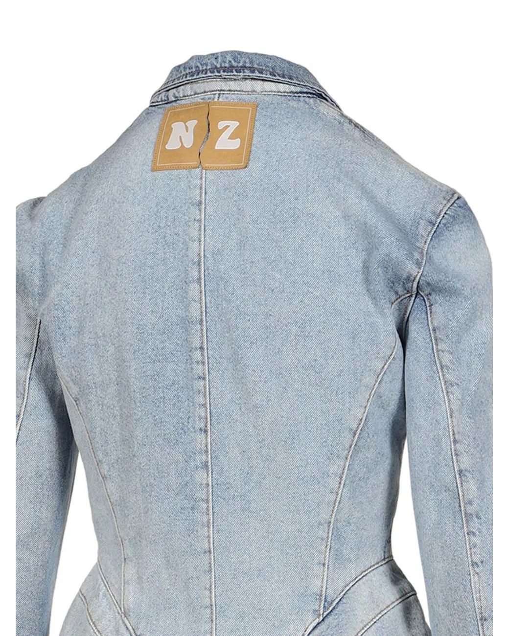 Natasha Zinko Blue Faux-Fur Trim Denim Jacket