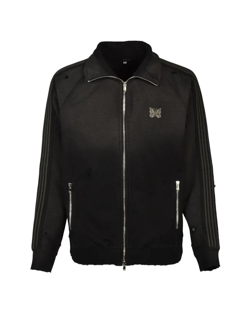 Needles Black Distressed-Effect Track Jacket for men