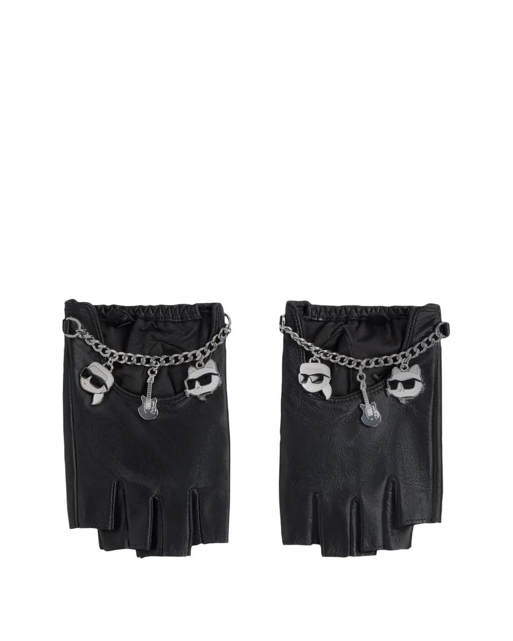 Karl Lagerfeld Black Ikon Charms Fingerless Gloves