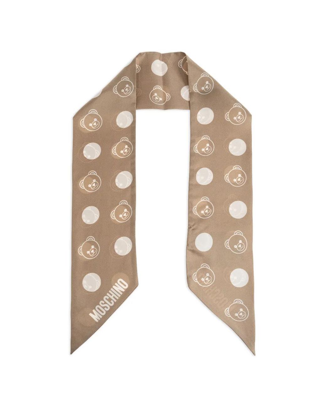 Moschino Natural Teddy Bear Silk Scarf