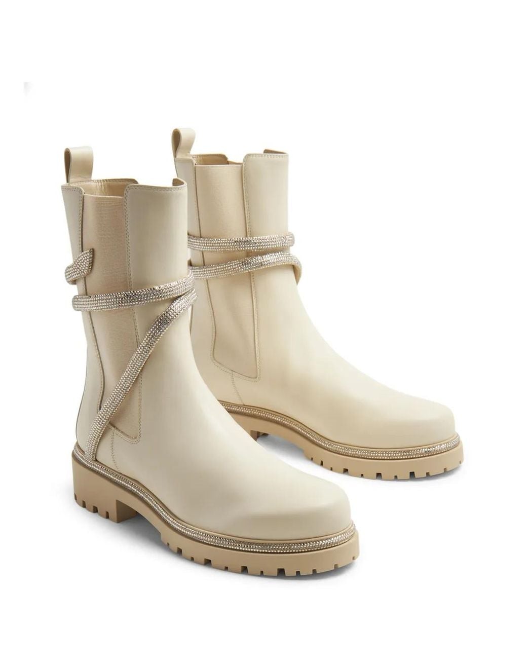 Rene Caovilla Natural Leather Cleo Ankle Boots 25