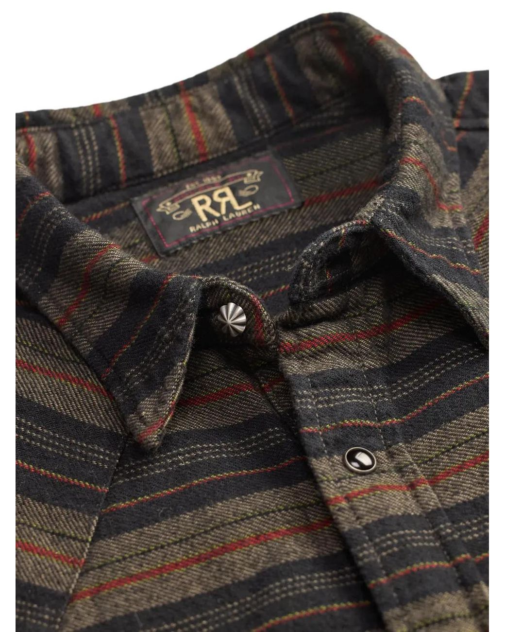 RRL Black Striped Long-Sleeved Shirt for men