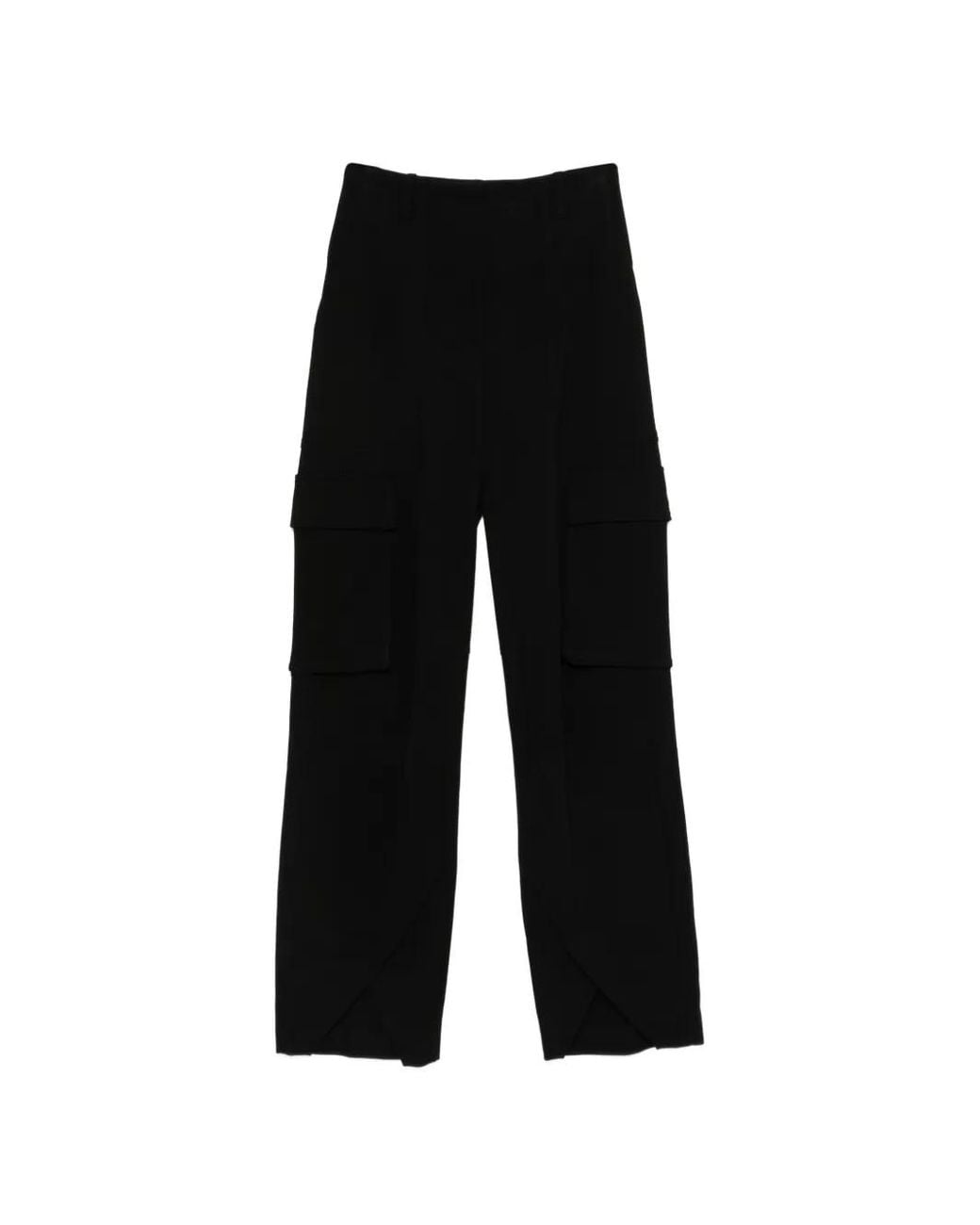 Erika Cavallini Semi Couture Black Pantalon À Poches À Rabat