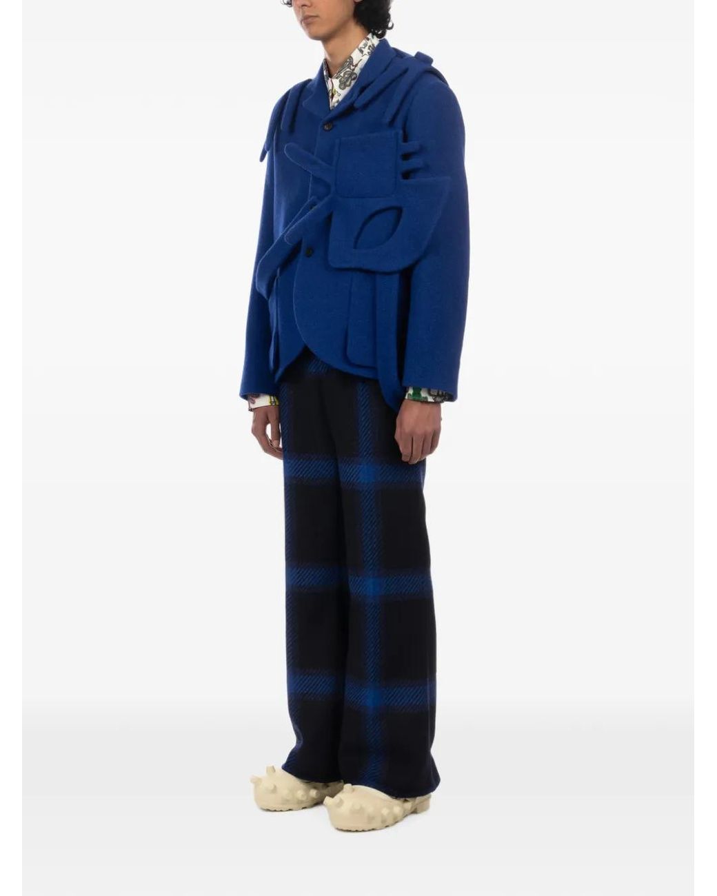 Walter Van Beirendonck Blue Alien Boxy Deconstructed Blazer for men