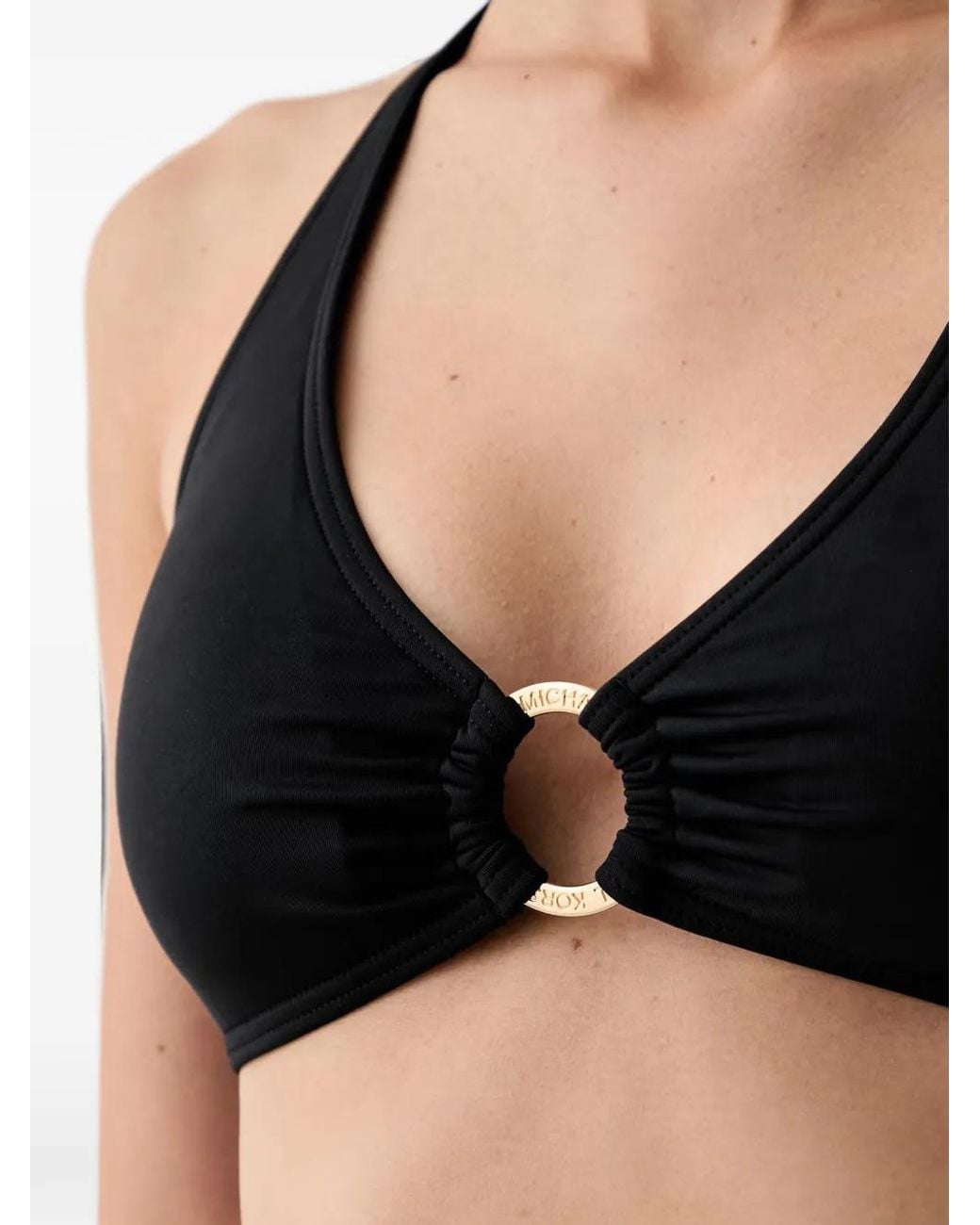 MICHAEL Michael Kors Black Logo-Ring Halterneck Bikini
