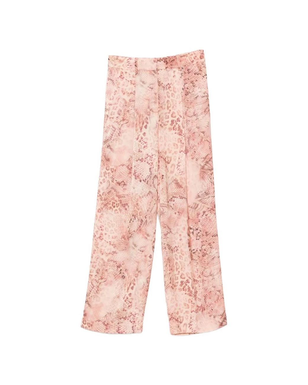 Ba&sh Pink Carrina Animal-Print Trousers