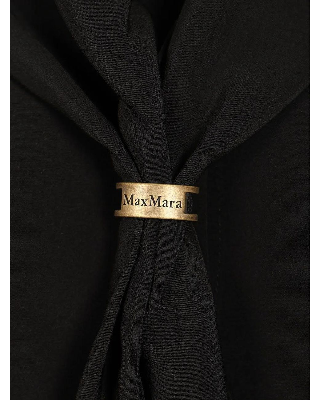 Max Mara Black Silk Scarf-Detail Shirt