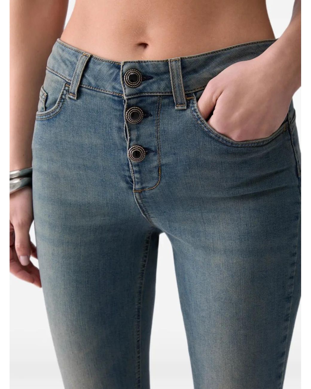Liu Jo Blue Skinny Jeans With Crafted Buttons