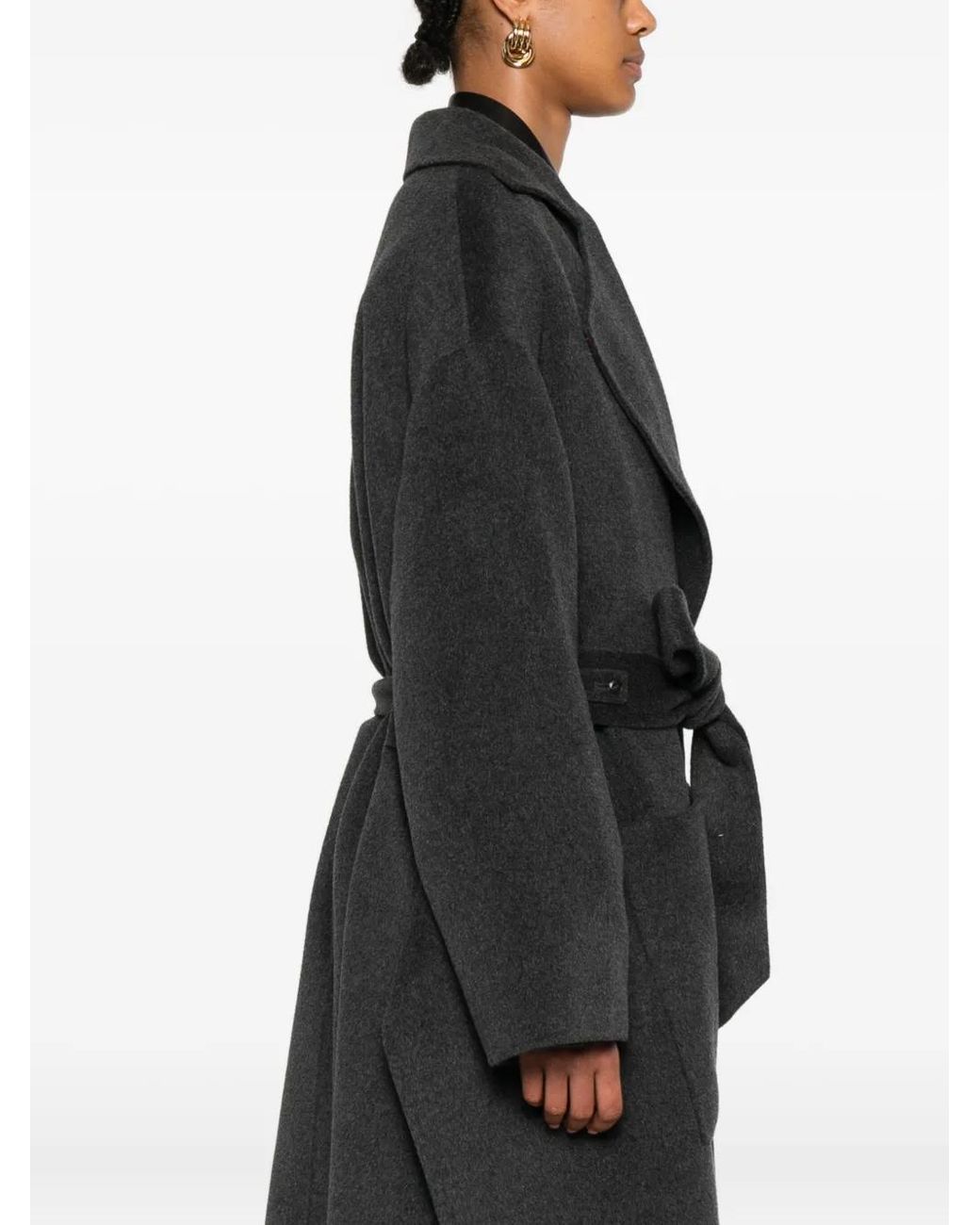 Nanushka Black Belted Wool Coat