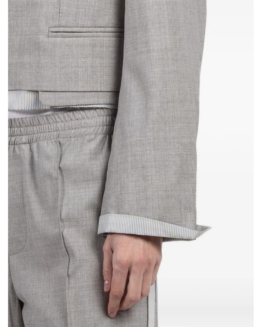 WE-AR4 Gray Cropped Single-Breasted Jacket
