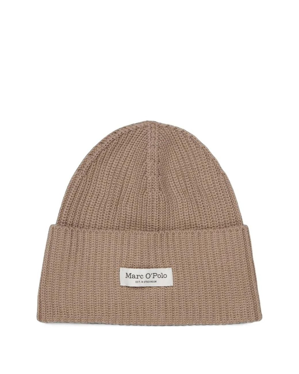 Marc O' Polo Brown Ribbed-Knit Beanie Hat