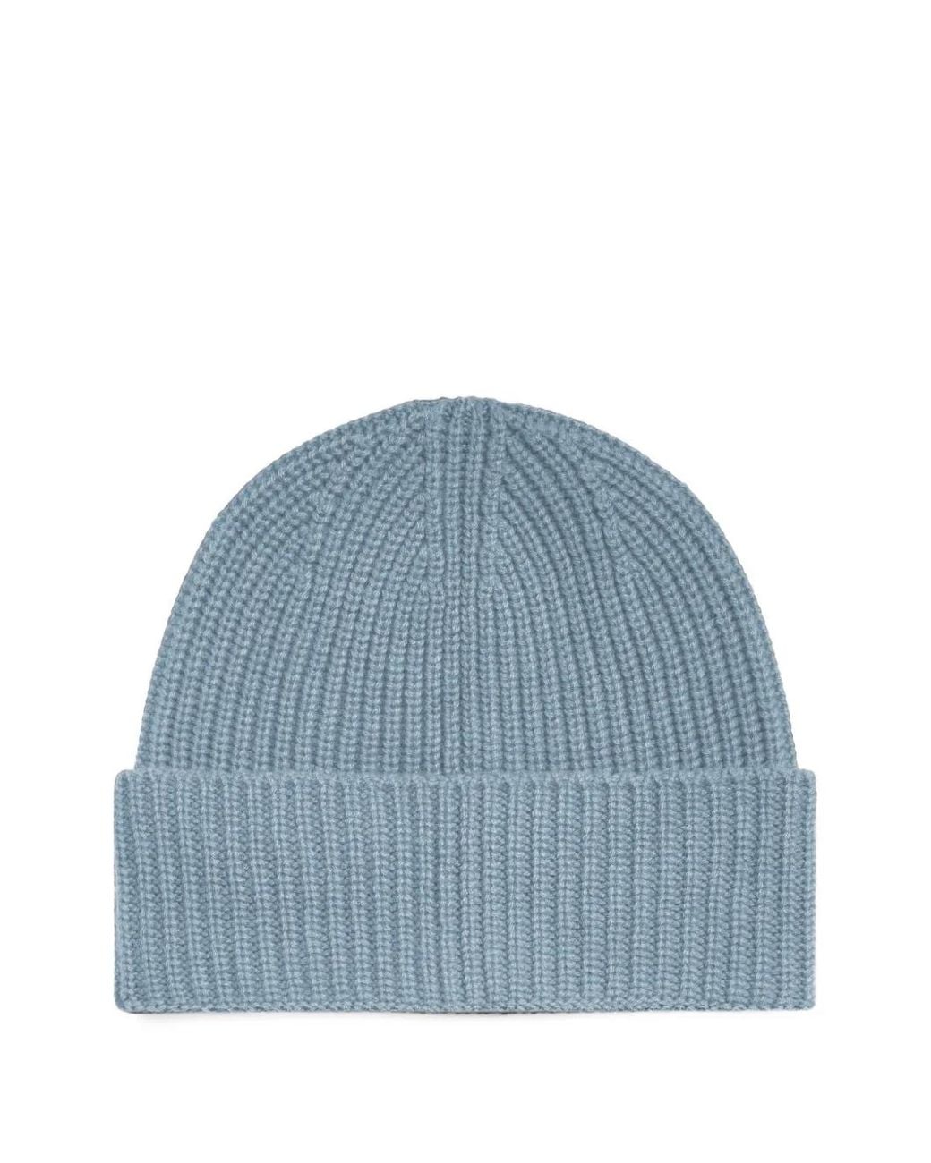 Bompard Blue Axel Ribbed-Knit Cashmere Beanie Hat