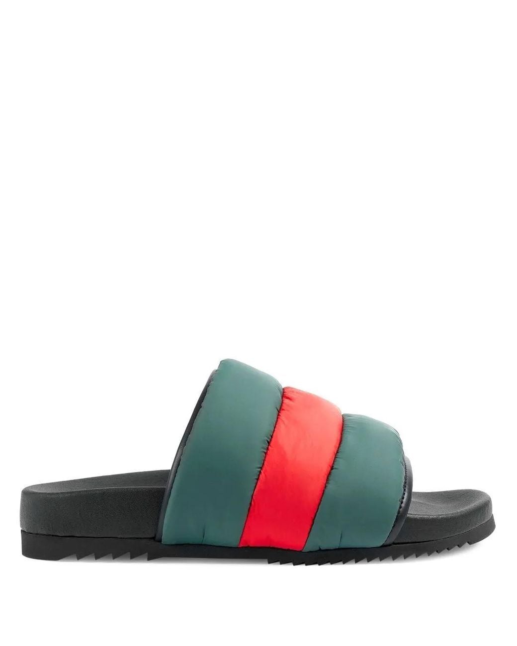 Gucci Green Web Stripe Padded Slides
