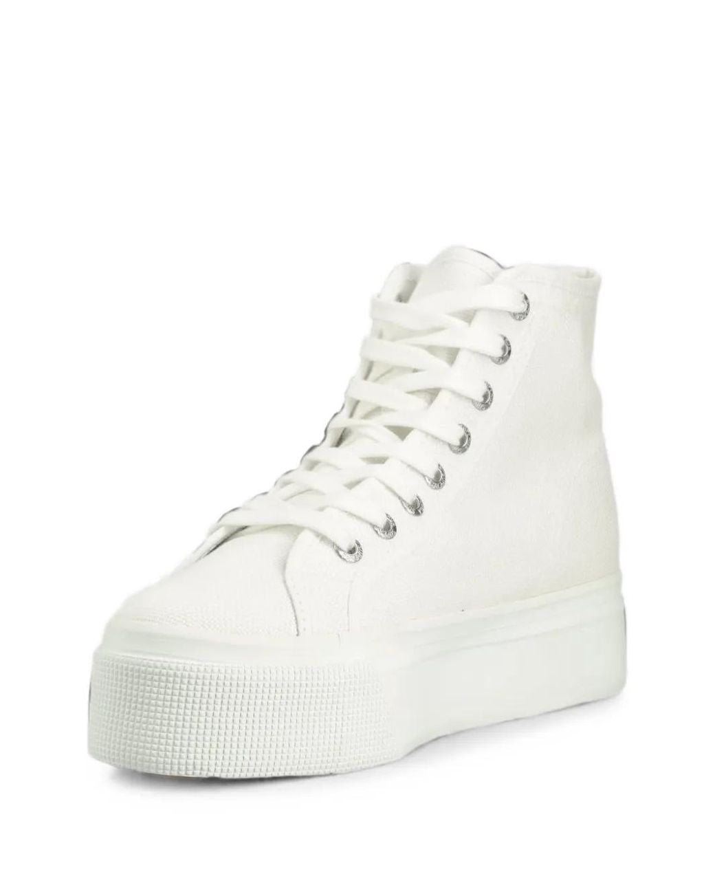 Superga White High-Top Platform Sneakers