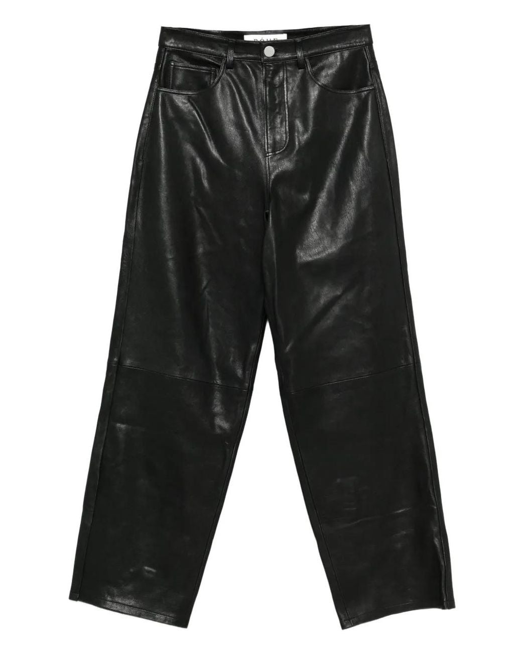 Rohe Black Baggy Leather Trousers
