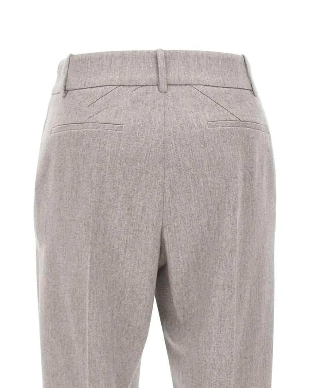 Eleventy Gray Pressed-Crease Trousers