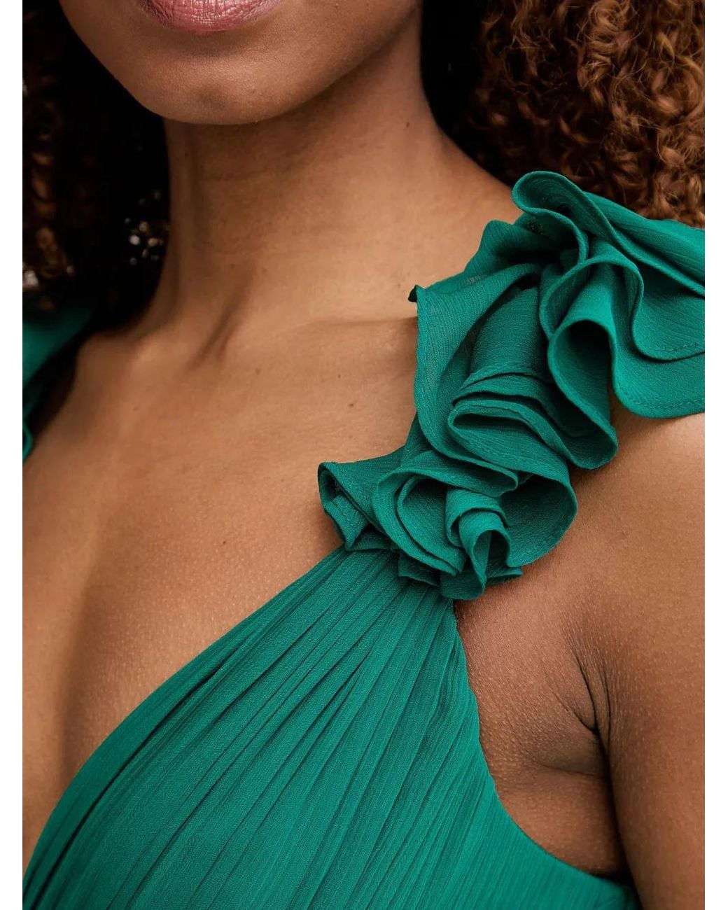 Morgan Green Ruffled Cut-Out Maxi Dress
