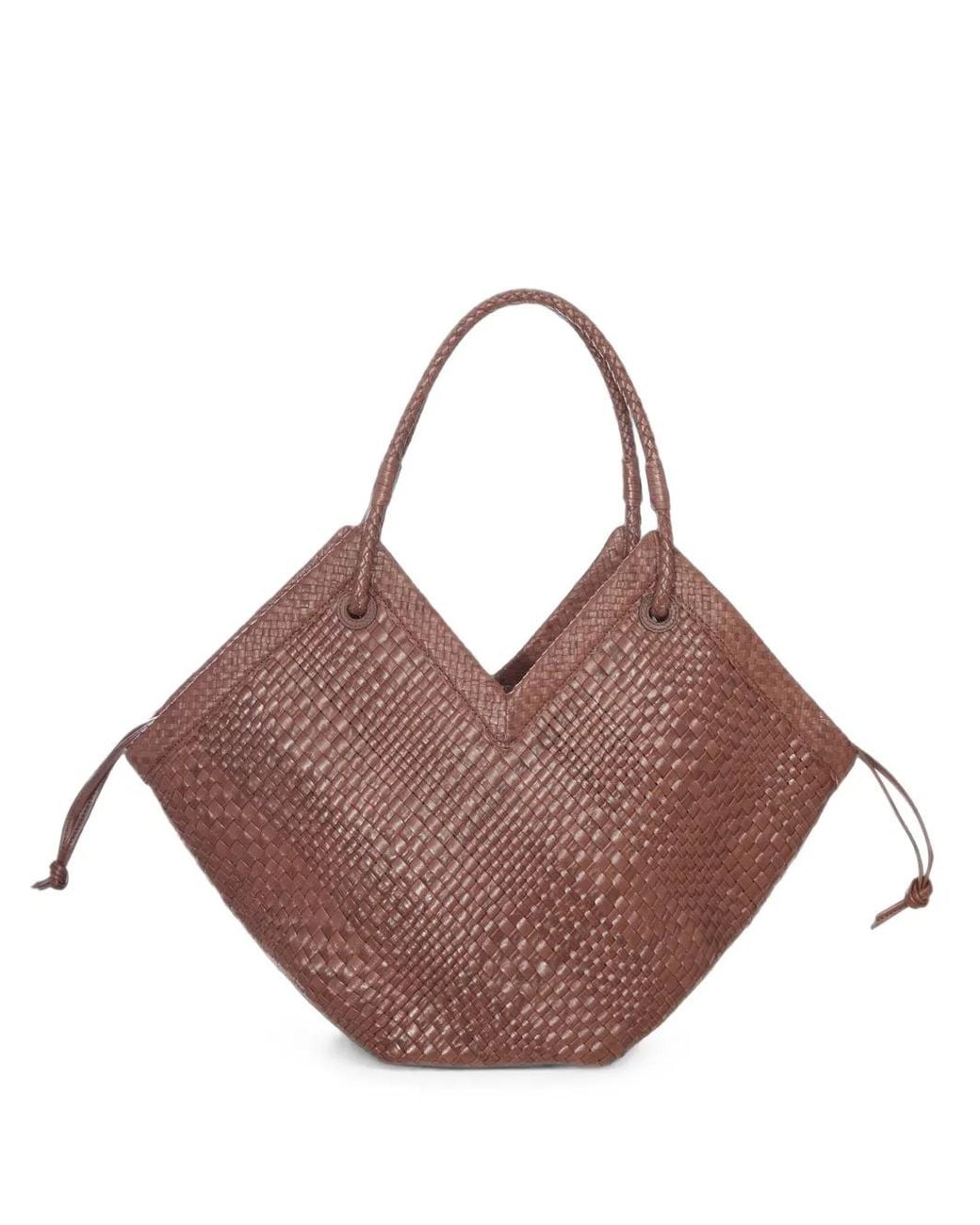 IBELIV Brown Large Trinity Woven-Leather Tote Bag