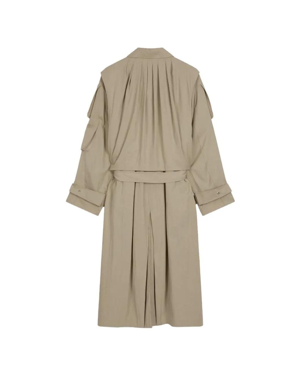 OPEN YY Natural Pleated Belted Trench Coat
