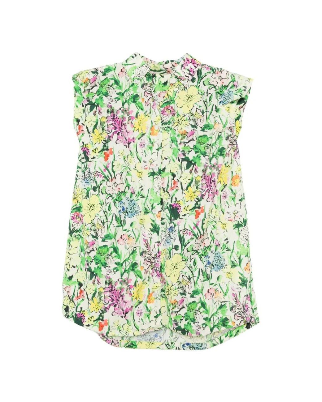 JNBY Green Floral-Print Sleeveless Blouse