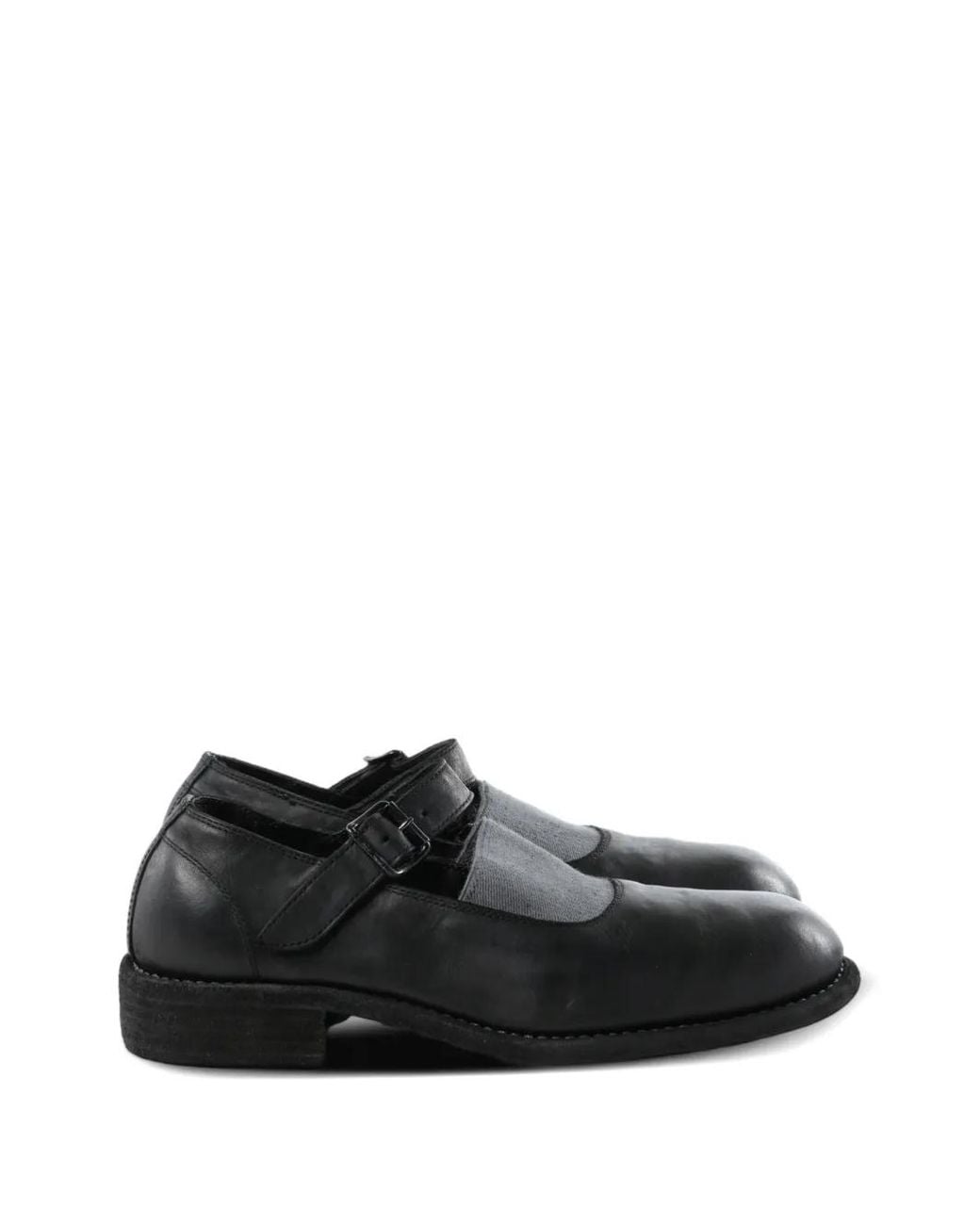 Guidi Black Buckle-Fastening Leather Ballet Flats