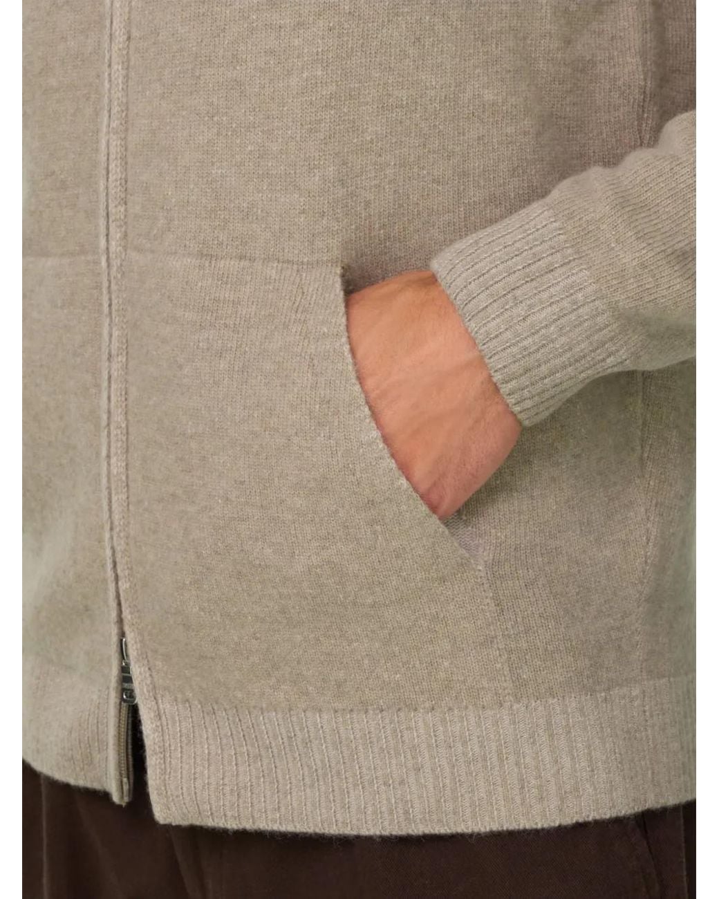 Boggi Natural Roll-Neck Jumper Full-Zip Cashmere Blend Plated for men