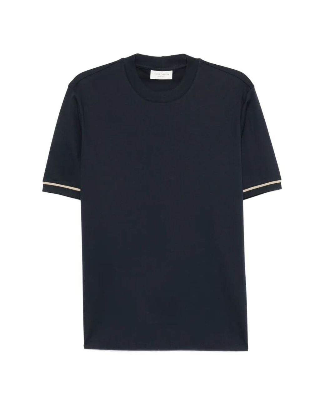 Yes London Blue Stripe-Trim T-Shirt for men