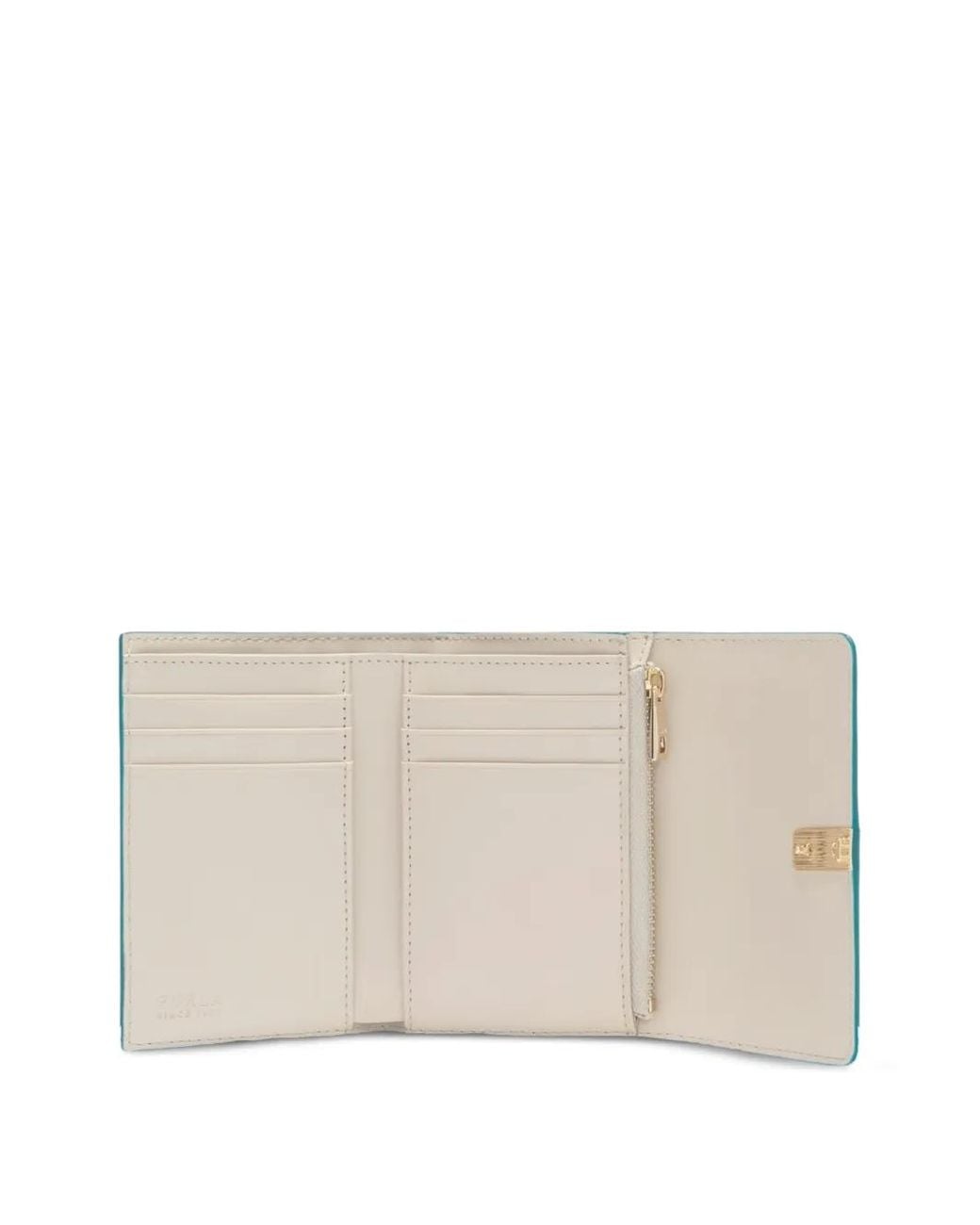 Furla Blue Small Iride Grained-Leather Compact Wallet